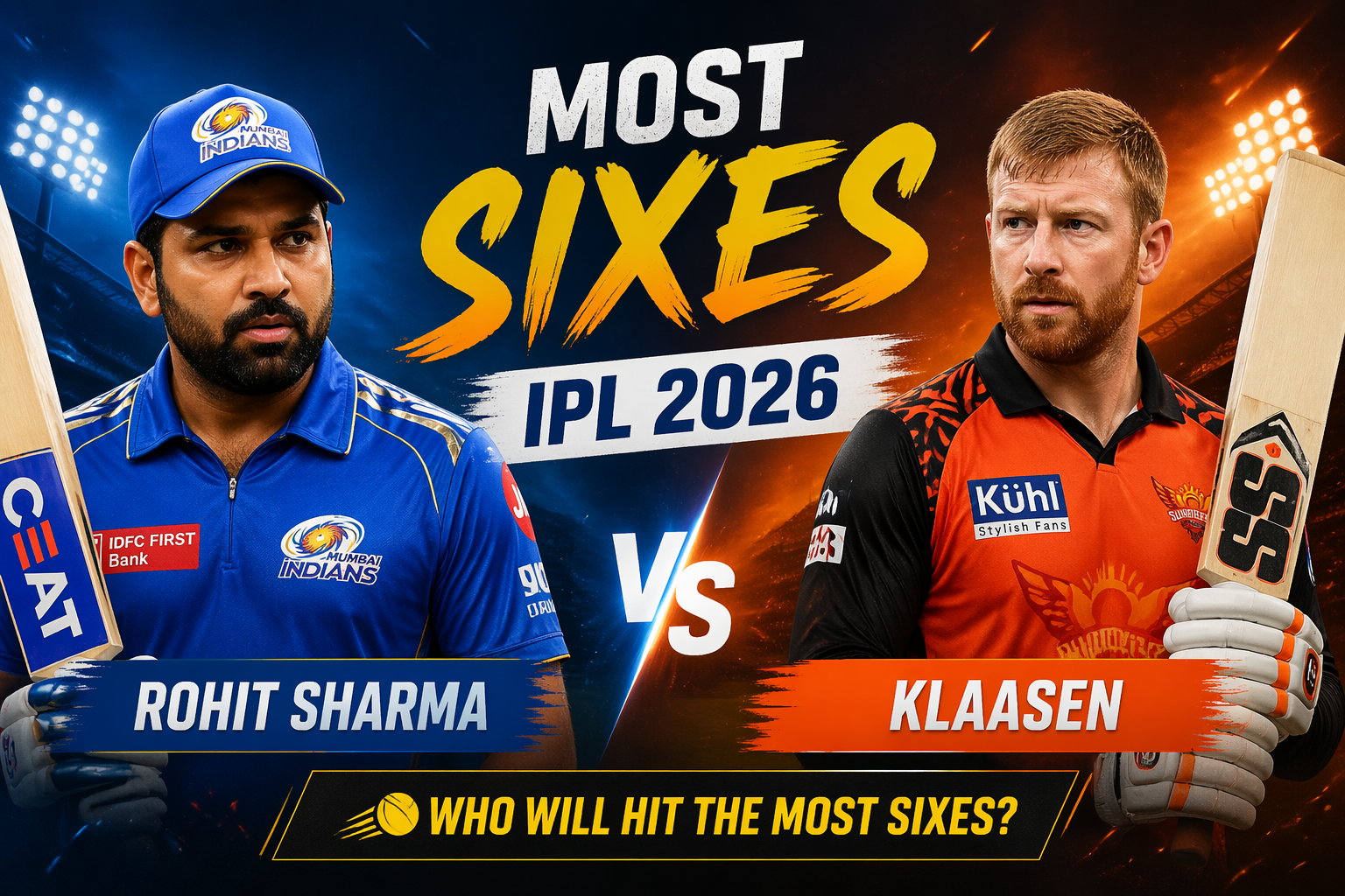 Most Sixes in IPL 2026: Will Rohit Sharma Overtake Klaasen Tonight?