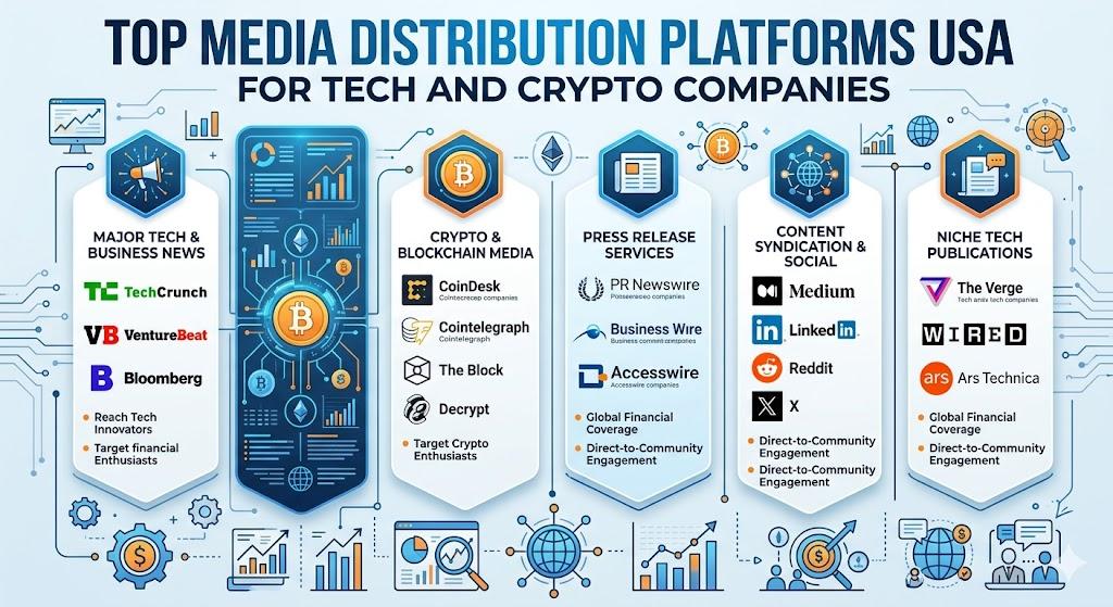 Top Media Distribution Platforms USA for Tech and Crypto Companies
