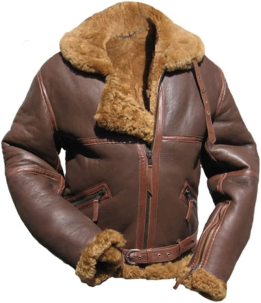 Why the Men Brown Pilot Shearling Leather Bomber Jacket Is a Winter Essential