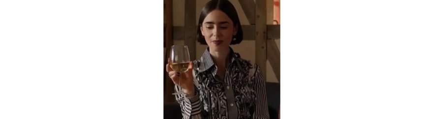 Emily In Paris S05 Emily Cooper Striped Ruffle Shirt